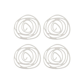  DZ1406-46: Beadwork Findings Silver Pendant Rose 32x30mm 4PPK