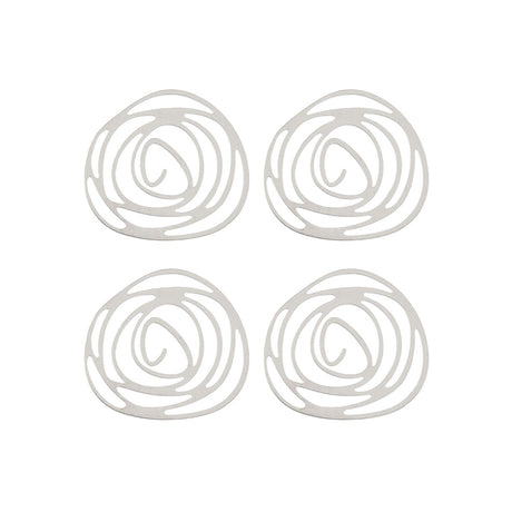  DZ1406-46: Beadwork Findings Silver Pendant Rose 32x30mm 4PPK