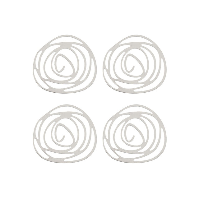  DZ1406-46: Beadwork Findings Silver Pendant Rose 32x30mm 4PPK