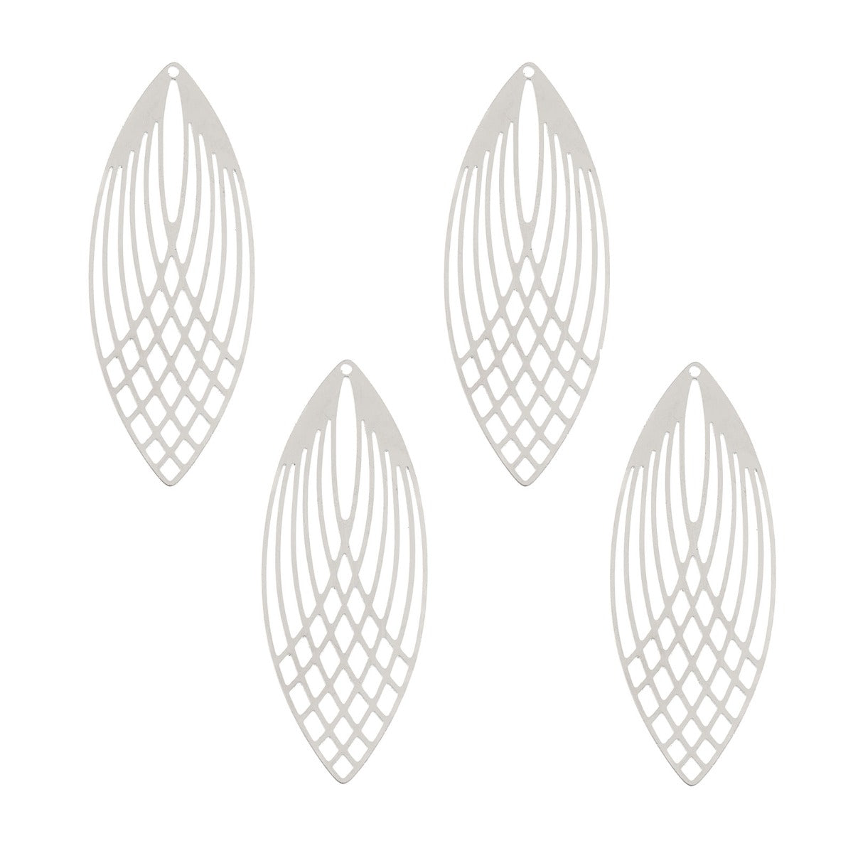  DZ1406-47: Beadwork Findings Silver Pendant Elipse 22x56mm 4PPK