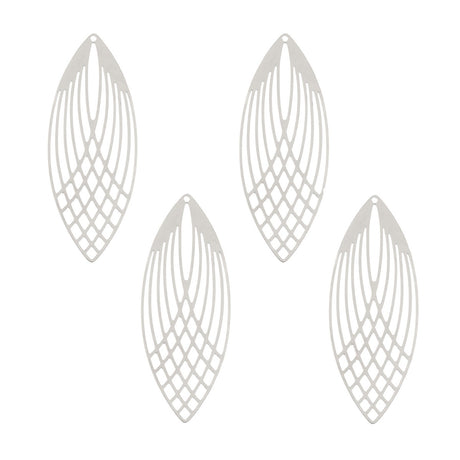  DZ1406-47: Beadwork Findings Silver Pendant Elipse 22x56mm 4PPK