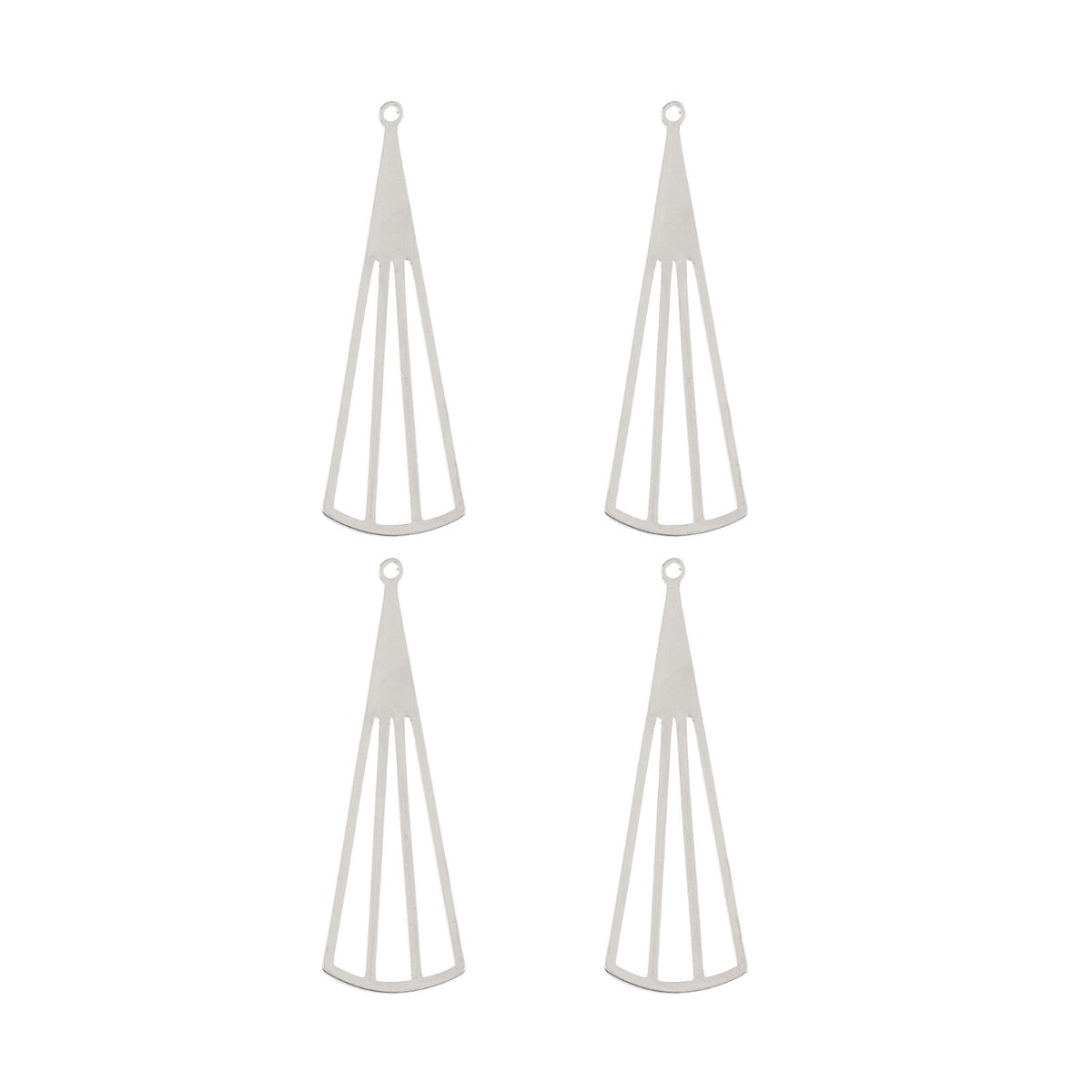  DZ1406-48: Beadwork Findings Silver Pendant Triangle Fan 12.5x39mm 6PPK