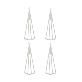  DZ1406-48: Beadwork Findings Silver Pendant Triangle Fan 12.5x39mm 6PPK