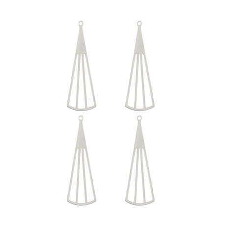  DZ1406-48: Beadwork Findings Silver Pendant Triangle Fan 12.5x39mm 6PPK
