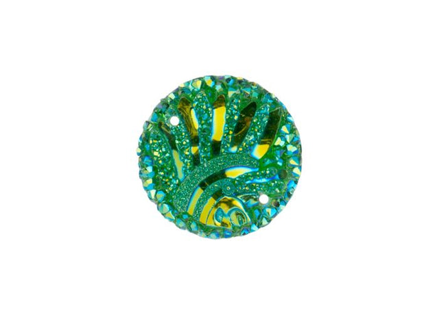 DZ8812-05: Sew-On Resin Sparkle Head Cub 25mm Green AB - 10PPK