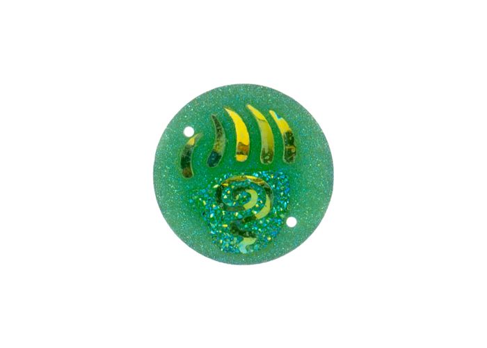 DZ8813-05: Sew-On Resin Sparkle Bear Paw 25mm Green AB - 10PPK