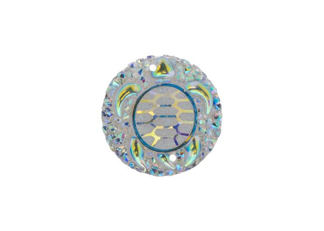 DZ8814-00: Sew-On Resin Sparkle Turtle 25mm Crystal AB - 10PPK