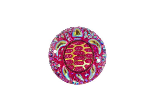DZ8814-02: Sew-On Resin Sparkle Turtle 25mm Fuchsia AB - 10PPK