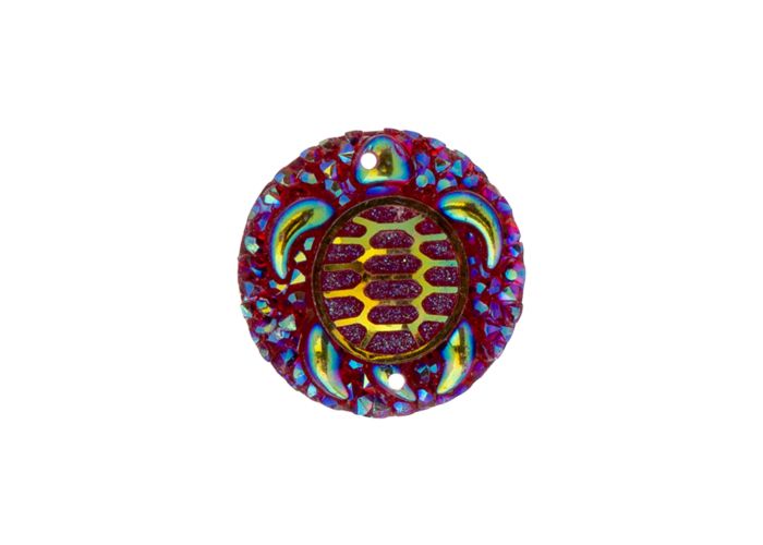 DZ8814-03: Sew-On Resin Sparkle Turtle 25mm Red AB - 10PPK