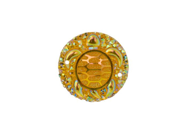 DZ8814-04: Sew-On Resin Sparkle Turtle 25mm Yellow AB - 10PPK
