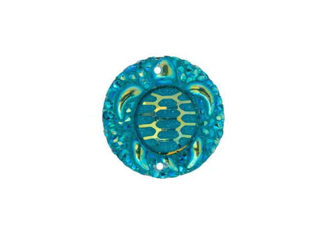 DZ8814-06: Sew-On Resin Sparkle Turtle 25mm Blue AB - 10PPK