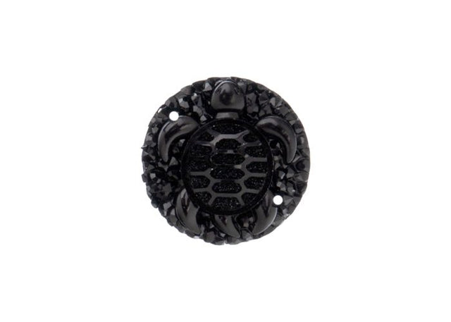 DZ8814-10: Sew-On Resin Sparkle Turtle 25mm Black - 10PPK