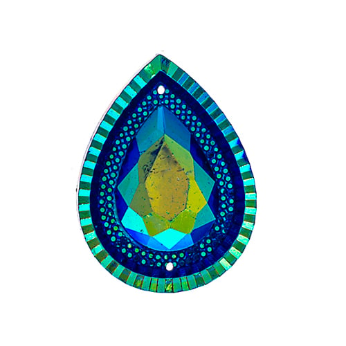 DZ9151-02: Resin Sew-on Piikki 20x30mm Drop  Royal Blue AB 10PPK