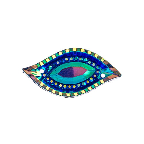 DZ9156-02: Resin Sew-on Piikki 15x30 Navette Royal Blue AB10PPK