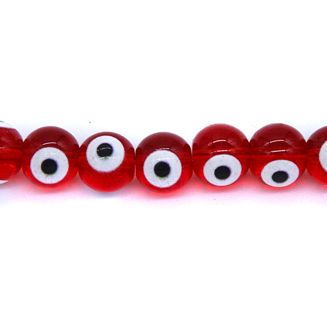 EY244: Glass Evil Eye Red 8mm 14 inch St