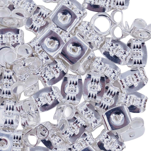 FI20-2S: Earring Back Earring Clutch Silver NF - 50PR
