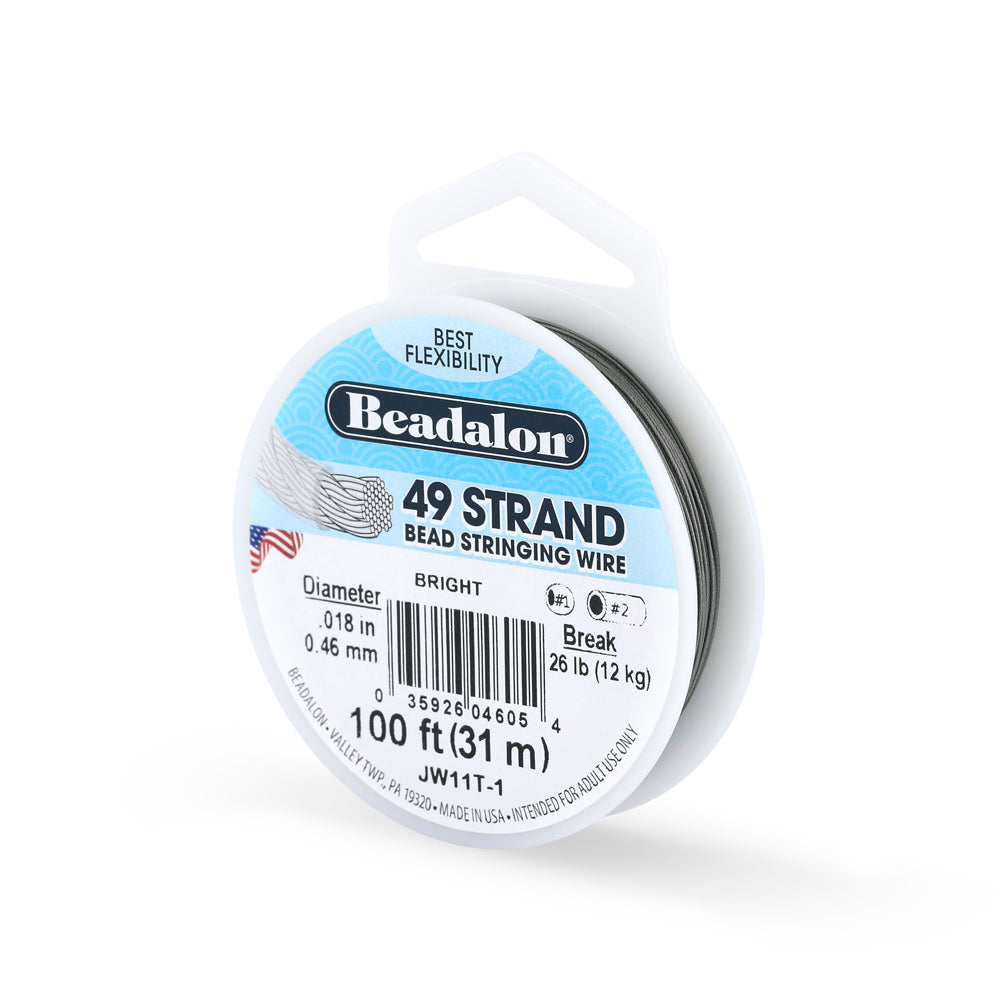 FI294-100: Beadalon Silver .018 49-strand 100 Feet Spool