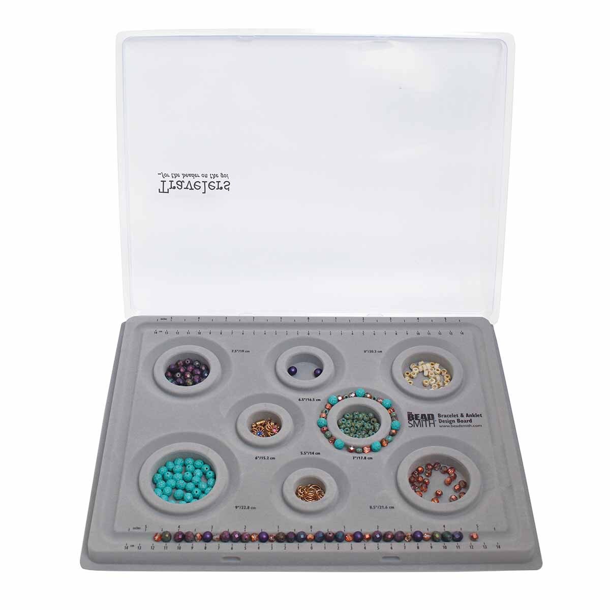FI476-BBS8F: Beadsmith Flocked Bracelet Bead Board w/8 Sizes & Lid