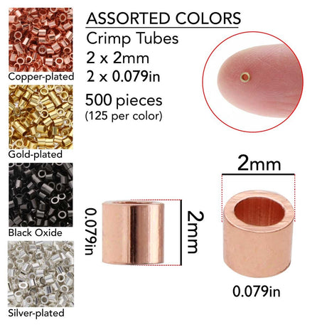 FI999-950KIT: Crimp Tube 2x2mm 125PCx4 Color + .018 Beading Wire 21STR 10FT