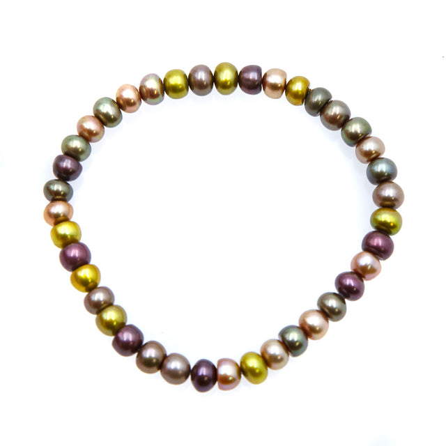 FPB1295-04: Stretch Bracelet 5-6mm Rondelle Pearl Vintner's Blend