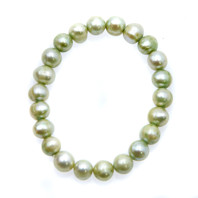 FPB1295-05: Stretch Bracelet 8-9mm Lt. Green Potato Pearl