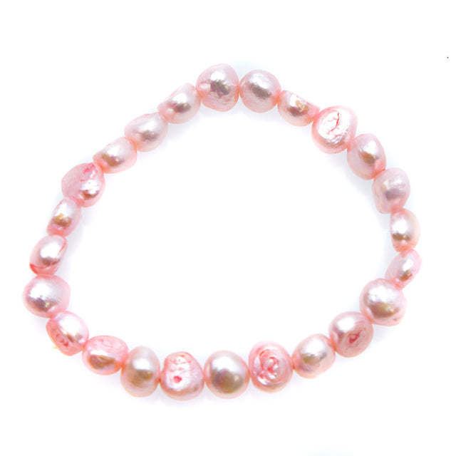 FPB1295-06: Stretch Bracelet 7-9mm Lt. Pink Flat Back Pearl