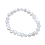 FPB1295-07: Stretch Bracelet 7-8mm White Flat Back Pearl