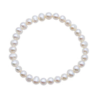 FPB1295-08: Stretch Bracelet 6-8mm White Potato Pearl