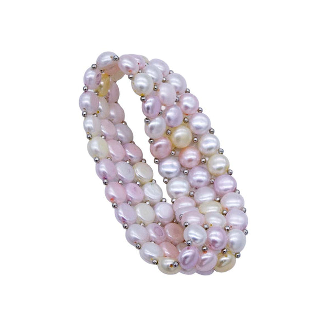 FPB1295-14: Multi Strand 8mm Bracelet w/ Metal Accent Beads