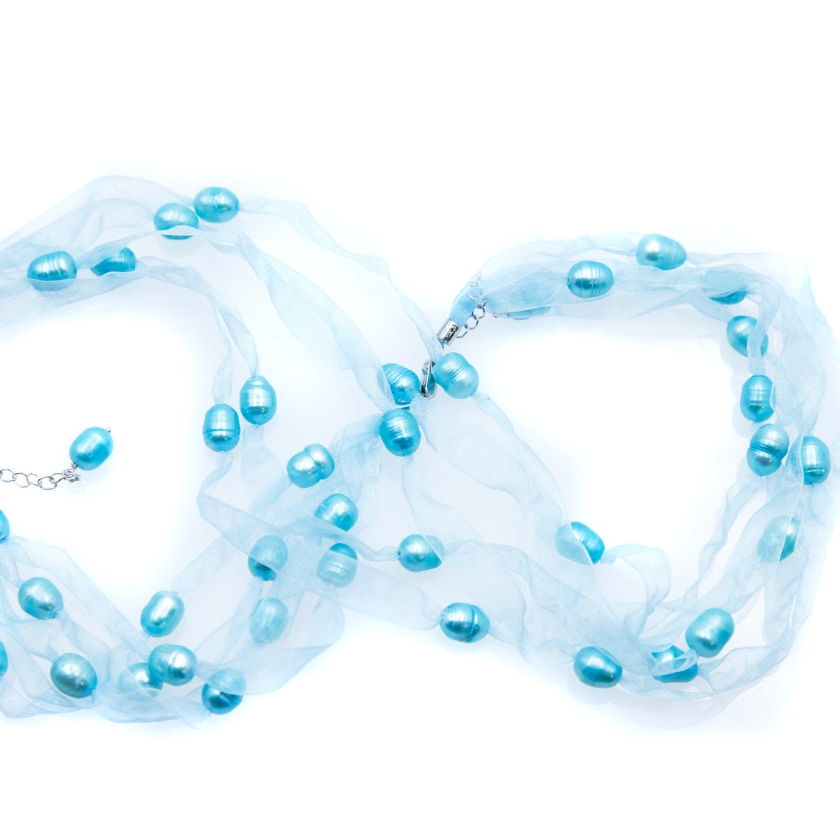 Freshwater Pearl Aqua Ribbon Necklace & Bracelet Set – Shipwreck Beads