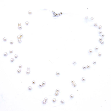 FPN1995-06: Dancing Pearls 15" Multi Strand Necklace W/ Clasp