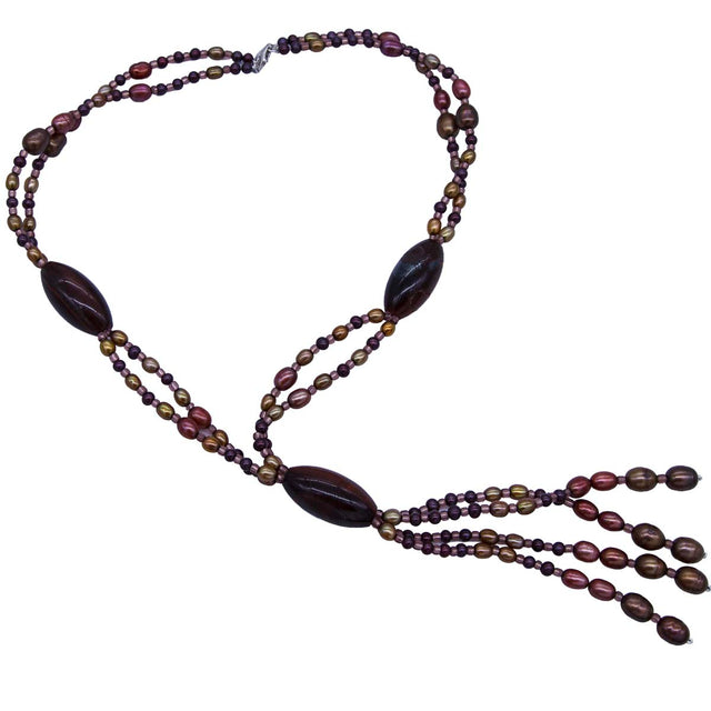 FPN1995-07: Sienna Dusk 16" Multi Strand Necklace W/ Clasp