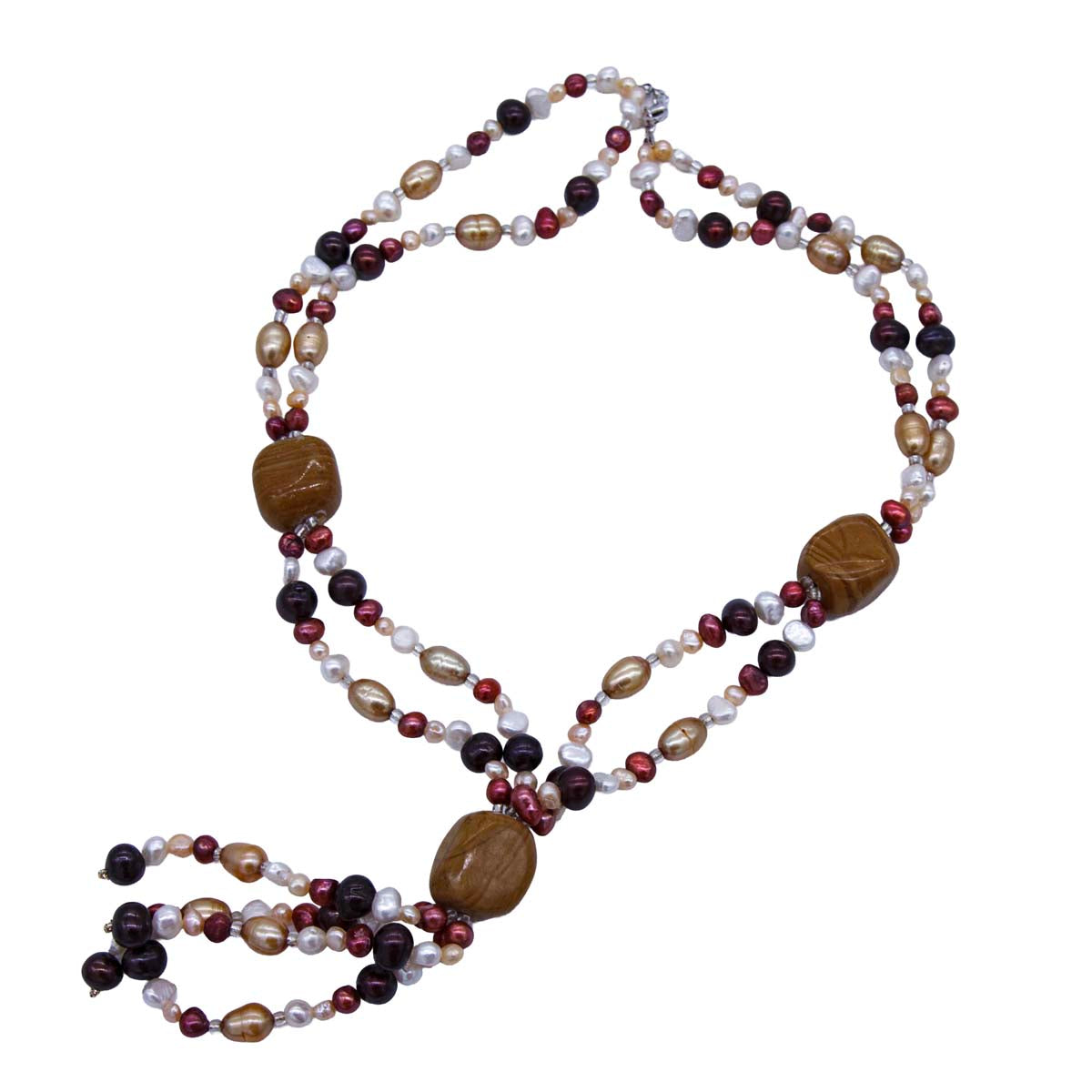 FPN1995-08: Iron & Orchre 18" Multi Strand Necklace W/ Clasp
