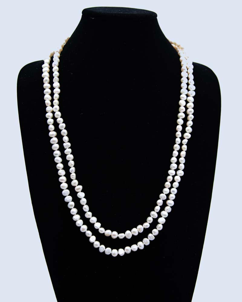 FPN3495-2: Pearl Necklace Flat Back 54-56" No Clasp