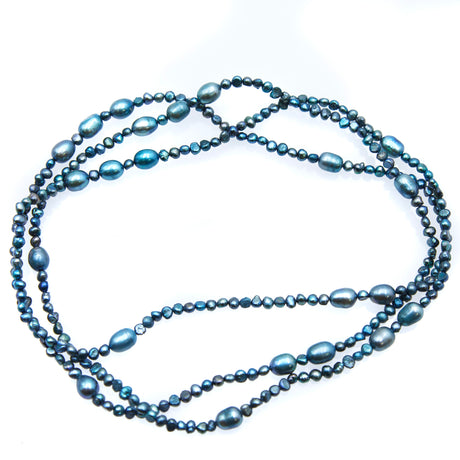 FPN3995-10: Pearl Rope Necklace Emerald/Blue-Green 60"