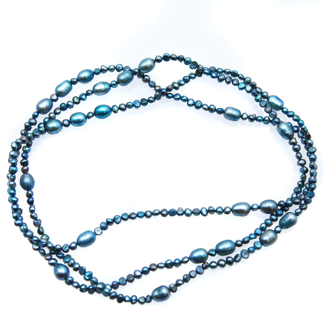 FPN3995-10: Pearl Rope Necklace Emerald/Blue-Green 60"