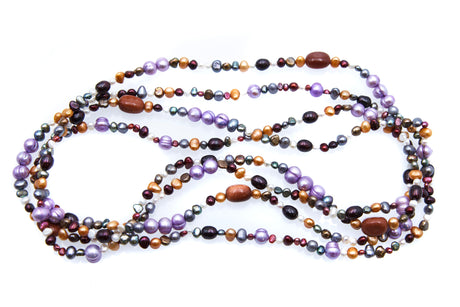FPN3995-11: Pearl Necklace GoldStone Fiesta 98" Rope No Clasp