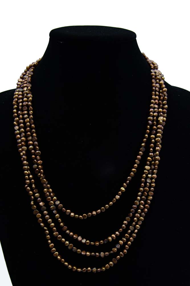 FPN3995-3: Pearl Necklace 6mm Bronze Iris Flat Back 96" No Clasp