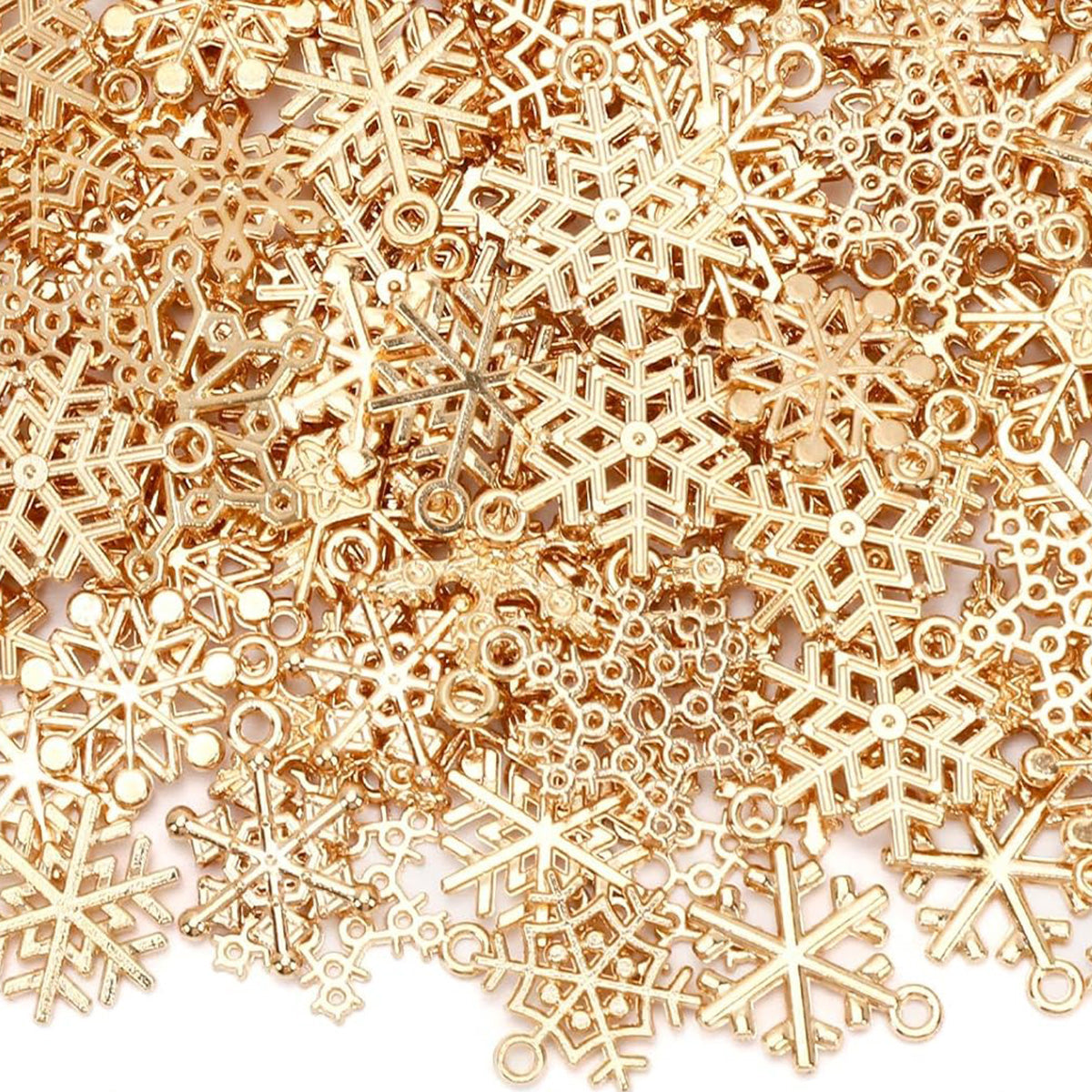 FZ900-G: Snowflake Charms 20PC Asst. Zinc Alloy Gold
