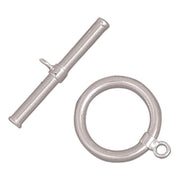 FI157-TG61SP: Toggle Clasp Silver Plt 14mm Hoop/22mm Bar - 12 Sets
