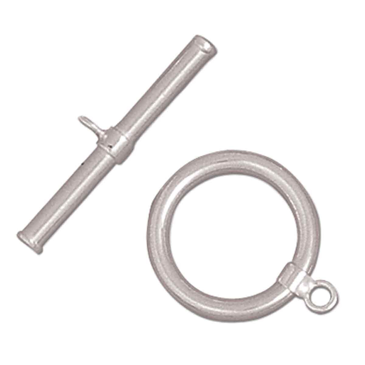 FI157-TG61SP: Toggle Clasp Silver Plt 14mm Hoop/22mm Bar - 12 Sets