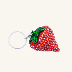 KY004: Beaded Strawberry Keychain