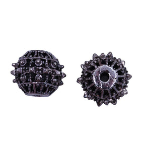 ME3097-S: Bead Round w/ Spikes Silver 12mm-4PC