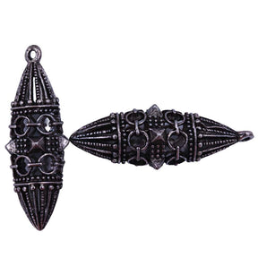 ME3114-S: Metal Pendant w/ Spikes Design Silver 14x44mm-4PC
