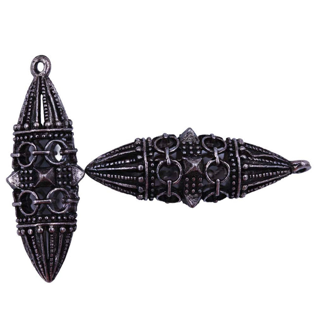 ME3114-S: Metal Pendant w/ Spikes Design Silver 14x44mm-4PC