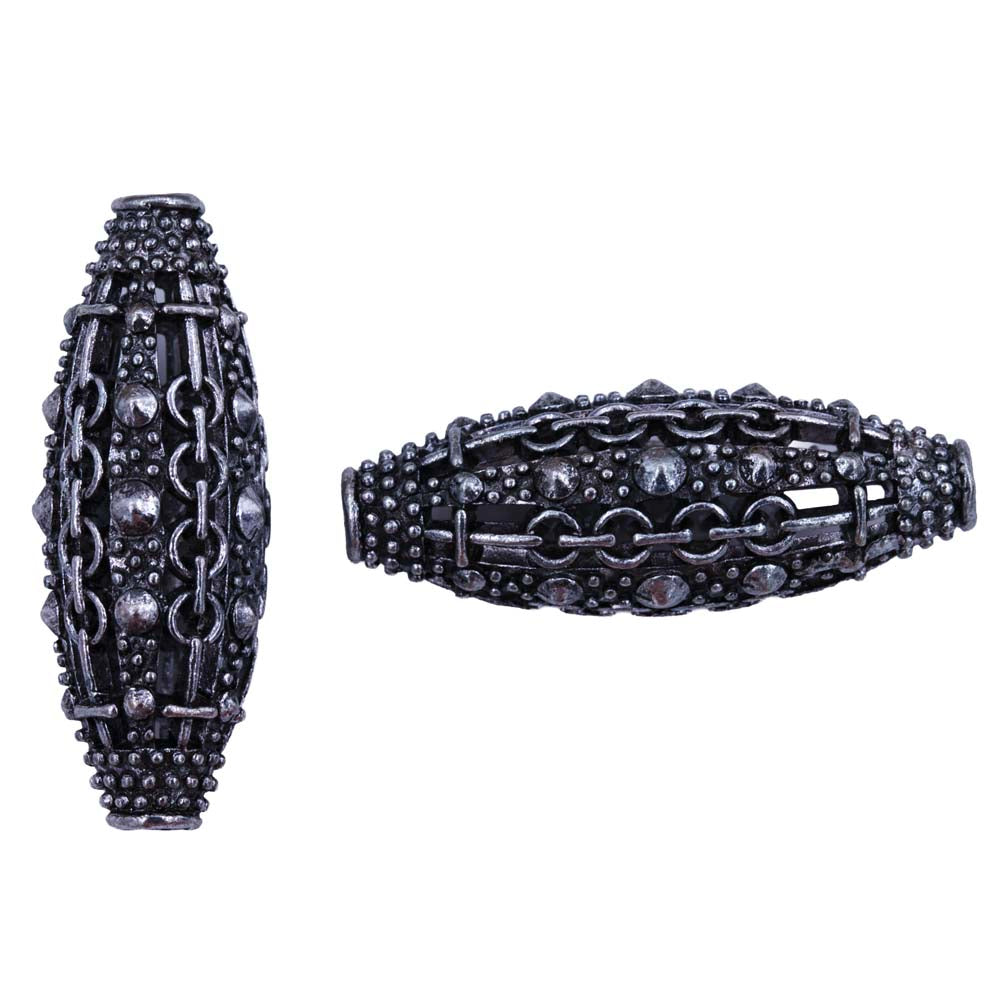ME3136-S: Metal Spacer w/ Design Silver 14x37mm-4PC