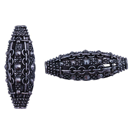 ME3136-S: Metal Spacer w/ Design Silver 14x37mm-4PC