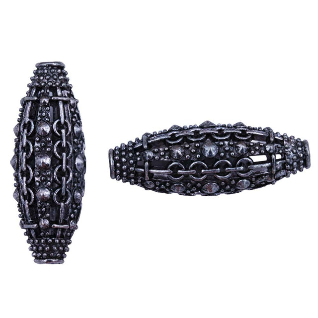 ME3136-S: Metal Spacer w/ Design Silver 14x37mm-4PC