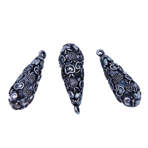 ME4171-S1: Metal Pendant Bead Apple Design Silver 12x31mm - - 3 PC