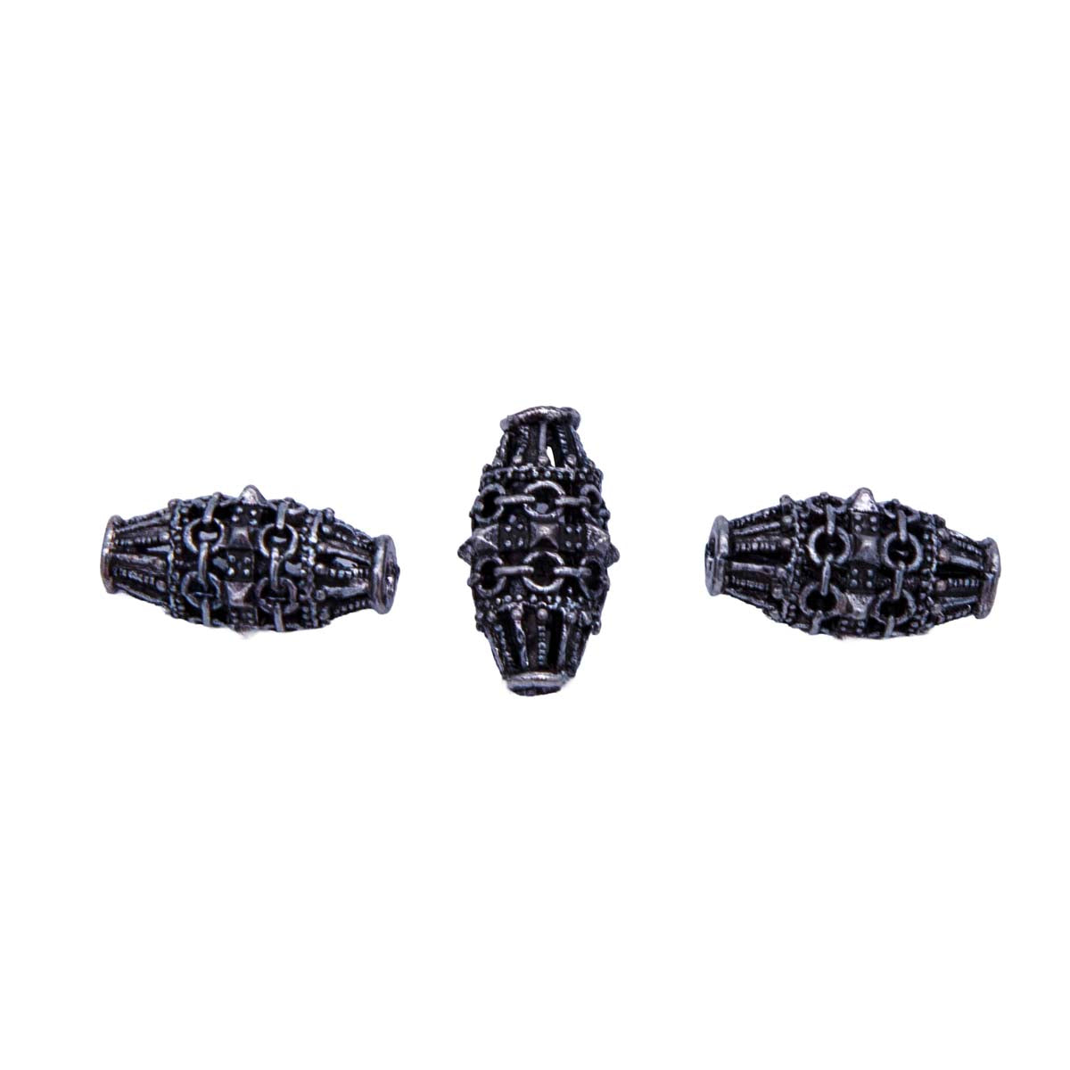 ME4172-S4: Metal Drop Bead Spiky Design Silver 9x17mm-3PC